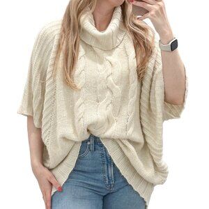 Anthropologie Aratta Silent Journey Dolman Sleeve Turtleneck Sweater in Cream OS